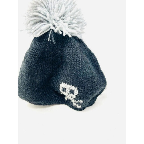 Black Wool Gray Skull Pom Pom Winter Cap